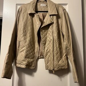 Calvin Klein Tan Quilted Leather Jacket